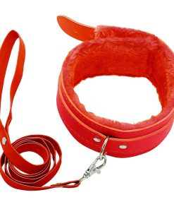 COLLAR SADO CON CORREA ROJO (ECOCUERO)