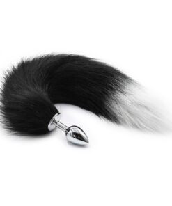 Cola de Zorro Negro con Plug de Metal 41 cm